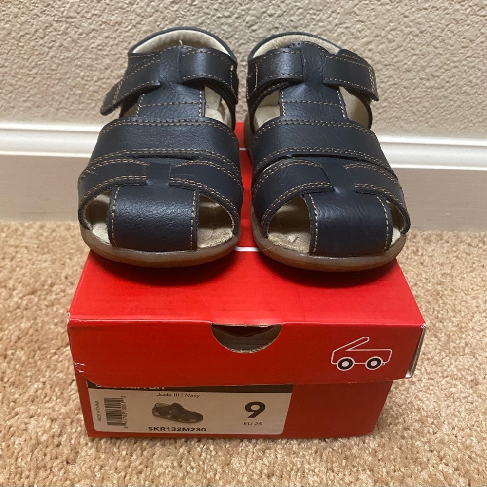 Jude Navy Blue Leather See Kai Run Sandals Size 9